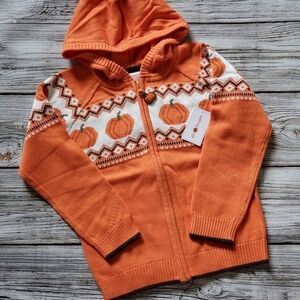 Pumpkin Zip Up Hoodie Sweater NWT